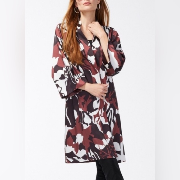 Chico’s open front kimono duster - black & brown with bell sleeves and pockets - Picture 5 of 9